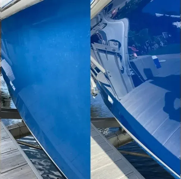 Gelcoat repair and color matching for a boat in Cartagena